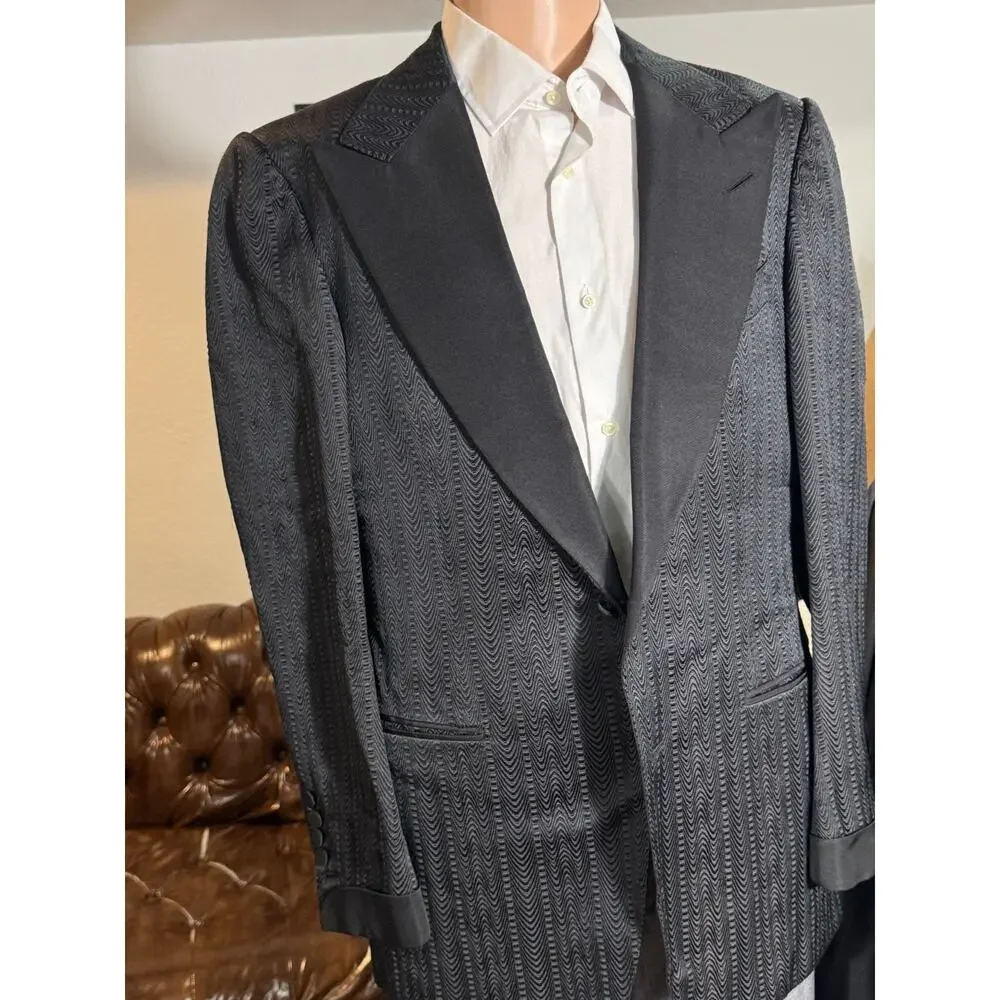Tom Ford Dinner Jacket Tuxedo Set Peak Lapels Grossgrain Black 52 42 35x32 Pants